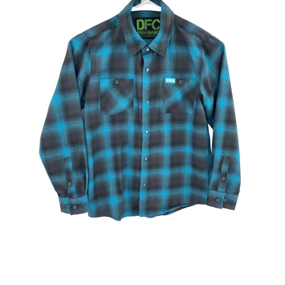 Dixxon Flannel Co Shirt Youth Division Pearl Snap Shadow Plaid Youth Size Medium - Picture 3 of 11